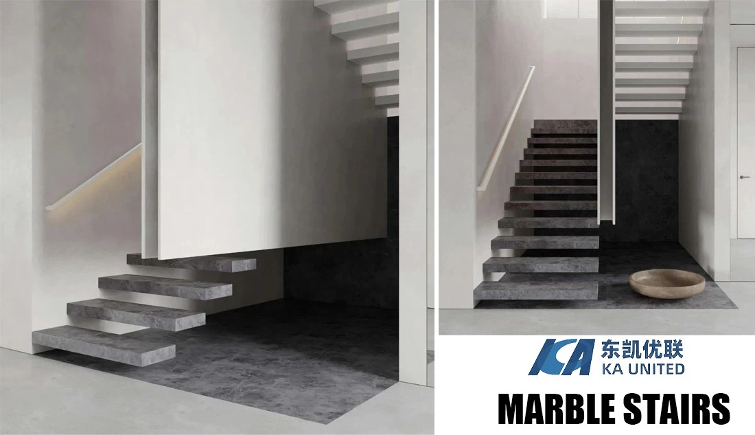 Natural Grey Marble Stairs Projects KA UNITED Natural Grey Marble Stairs Projects KA UNITED