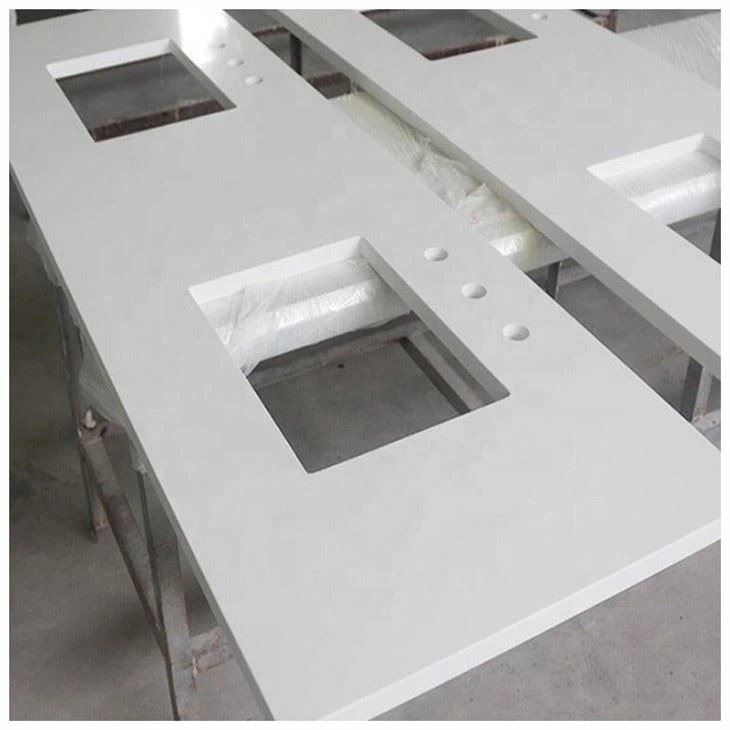 Dessus de vanité de salle de bain en quartz blanc pur