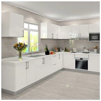 Armoires de cuisine en laque blanche haute brillance