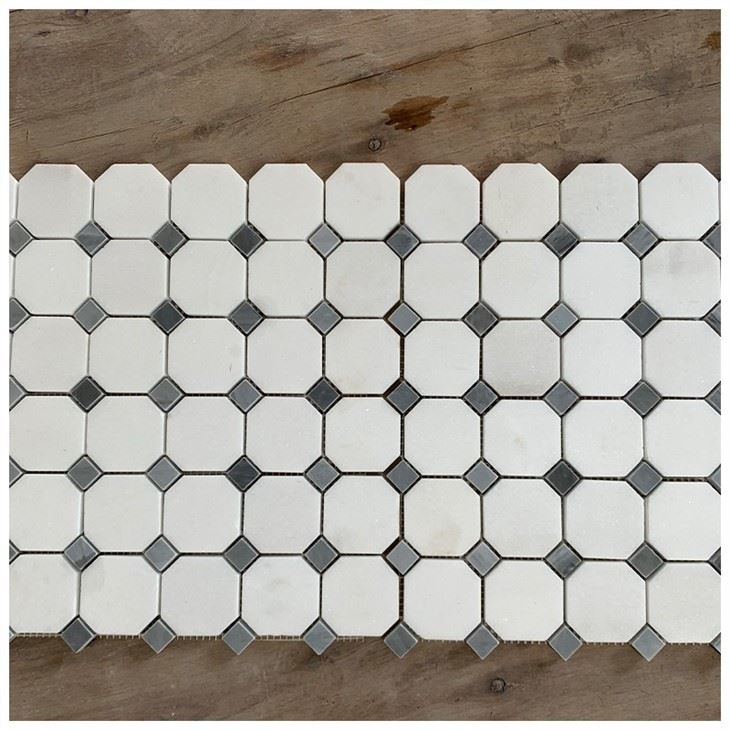 Octagon Thassos Marble Mosaic Tiles