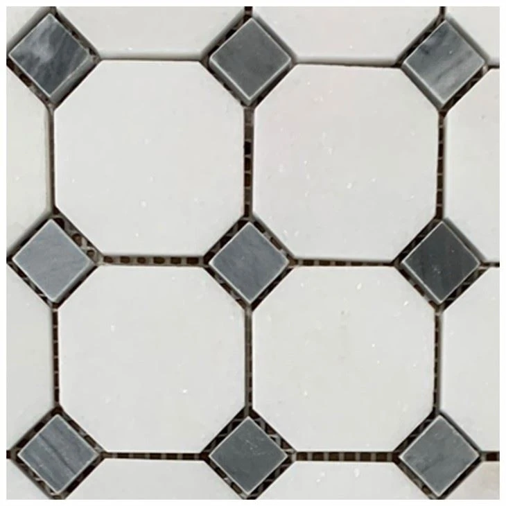 Thassos Octagon White Marble Mosaic Tiles