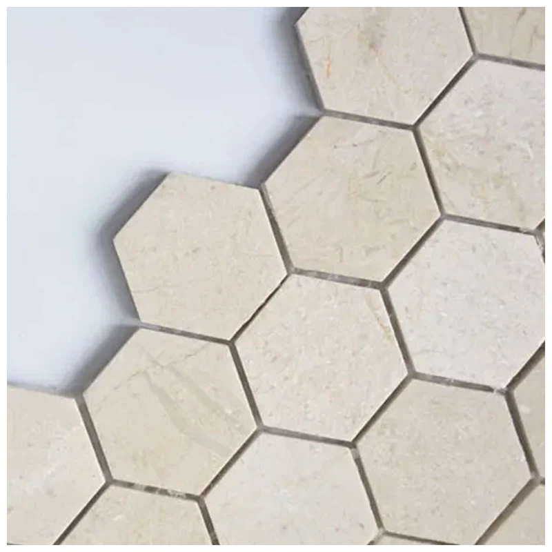 Hexagon crema marfil marble Mosaic for bathroom