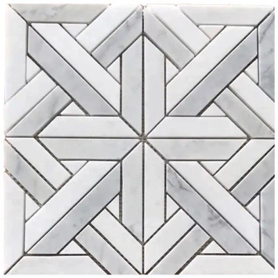 Mosaïque de marbre de parquet Thassos Bianco Carrara