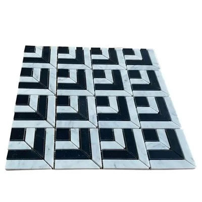 Carreau de mosaïque en marbre noir et blanc