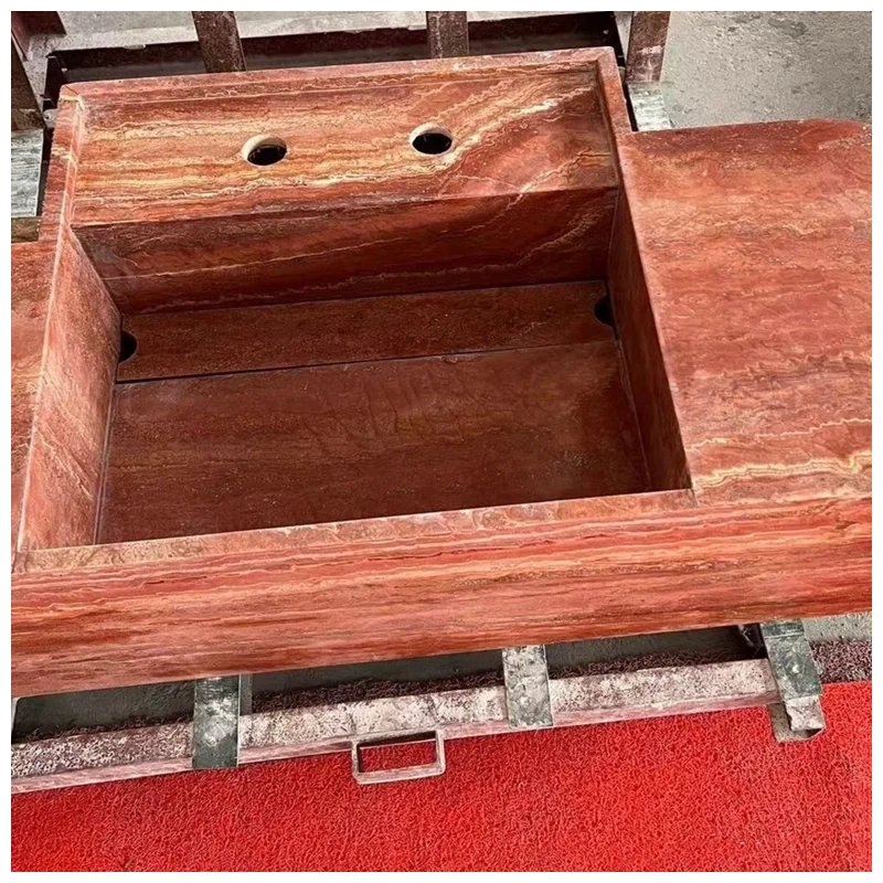 Red Travertine Bathroom Vanity Sinks