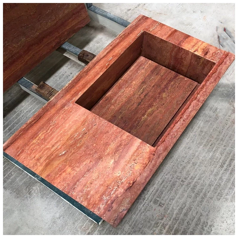 Red Travertine Floating Vanity Sinks