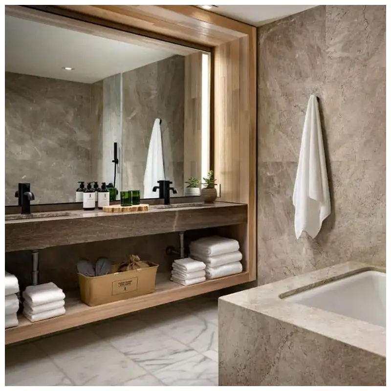 Rangement modulaire pour meuble-lavabo de salle de bain pour hôtels et réside...