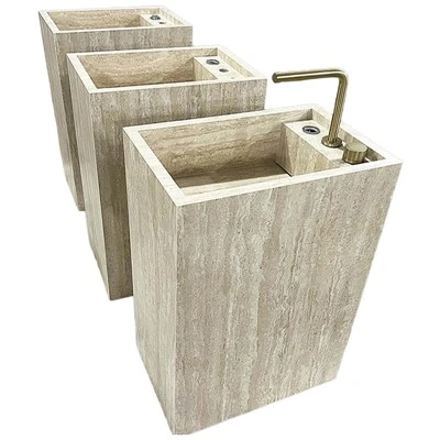 Lavabos sur pied en travertin beige