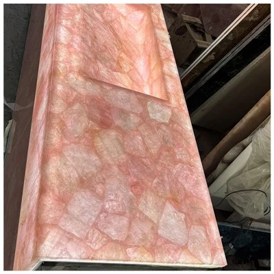 Dessus de vanité semi--en quartz rose rose précieux
