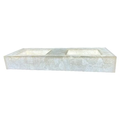 Éviers intégrés en quartz cristal blanc